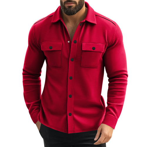 Herren Overhemdjacke mit zwei aufgesetzten Taschen und strukturiertem Stoff Drune