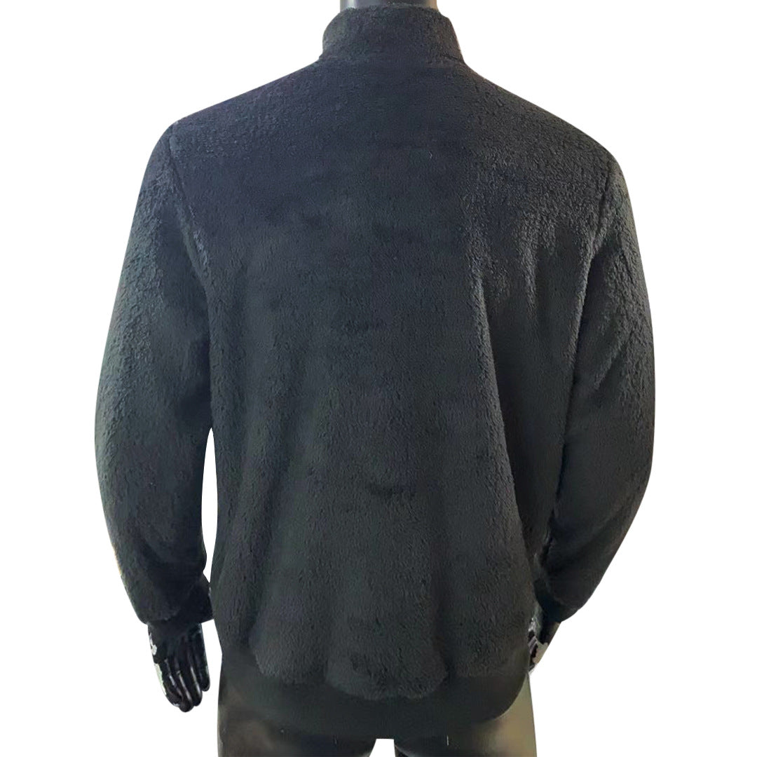 Herren Sherpa-Fleece-Pullover mit Stehkragen und kurzem Reißverschluss Drune