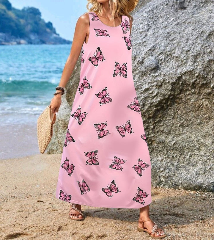Damen Maxikleid mit einzigartigen Schmetterlingsdruck Drune