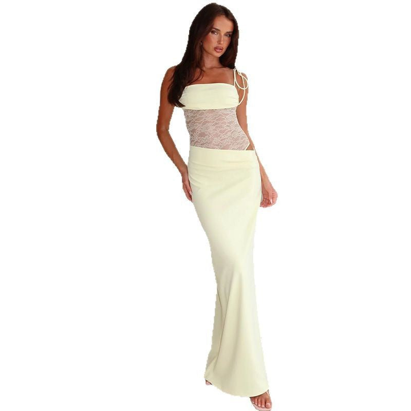 Damen Schickes Abendkleid mit raffinierten Spitzen-Elementen Drune