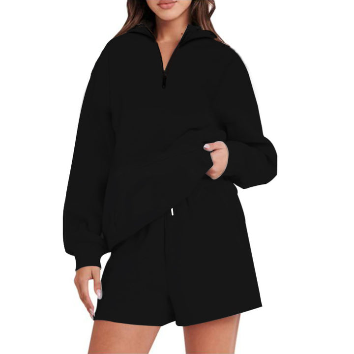 Damen lässiger Hoodie mit kurzem Schnitt und praktischen Taschen Drune