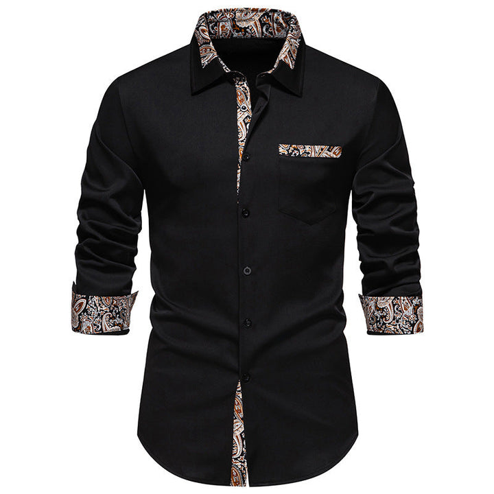 Herren Langarmhemd mit eleganten Paisley-Mustern Drune
