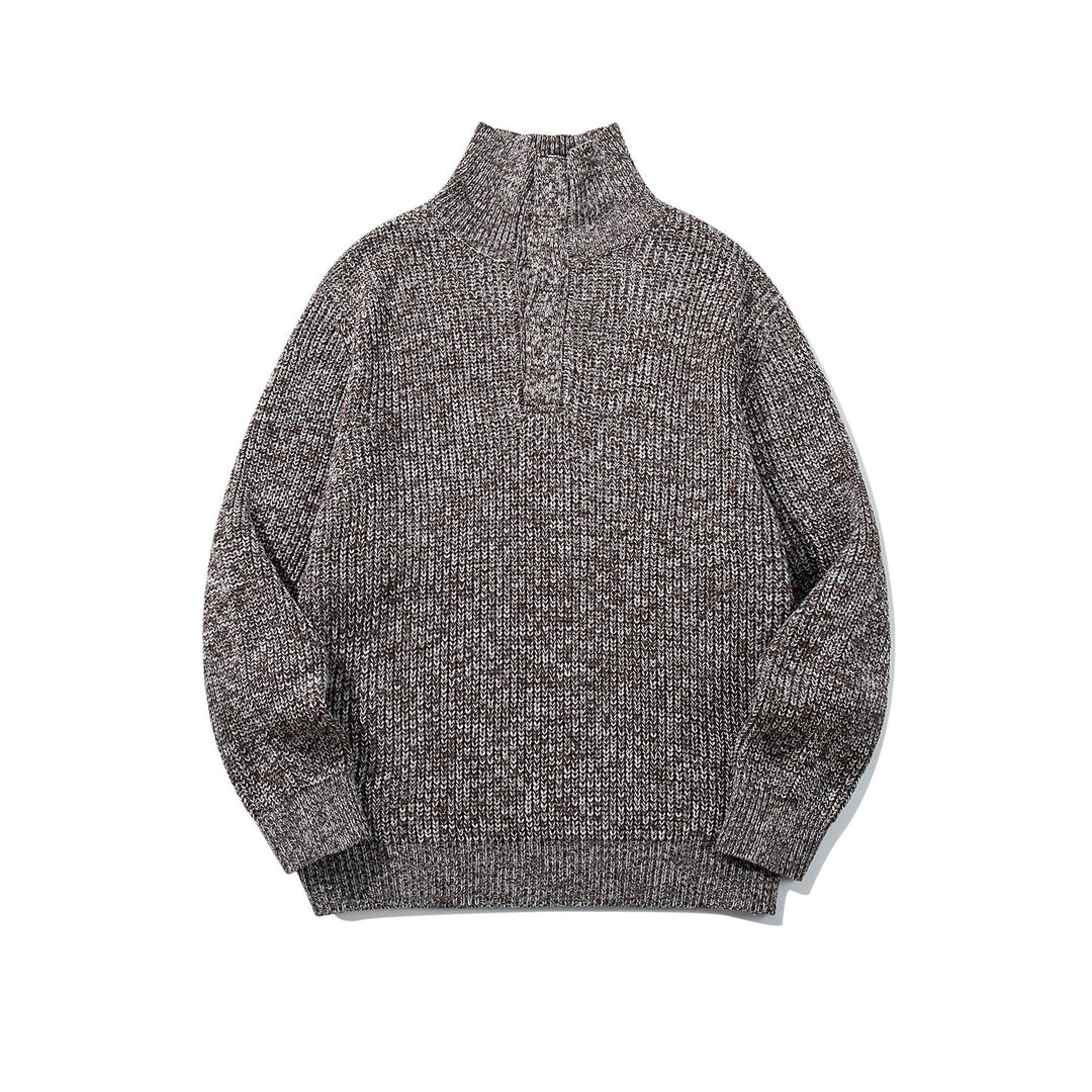 Unisex Grobgestrickter Rollkragenpullover mit halber Knopfleiste Drune