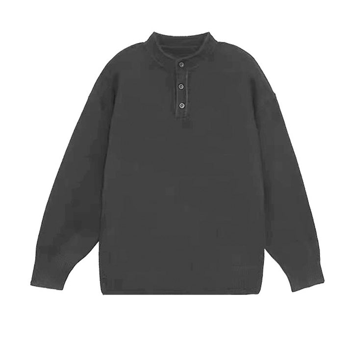 Herren Bequemer Grobstrickpullover mit Knopfleiste Drune