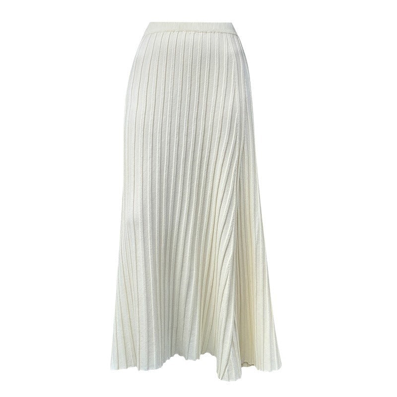 Damen Plissee Maxi-Rock mit eleganter Rippenstruktur Drune