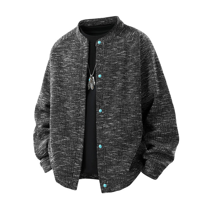 Herren Oversize-Strickbomberjacke mit Stehkragen und Druckknopfverschluss Drune
