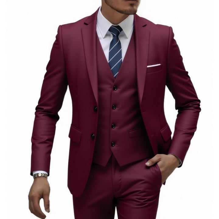 Herren Eleganter taillierter dreiteiliger Anzug mit Weste und leichtem Stretch Drune
