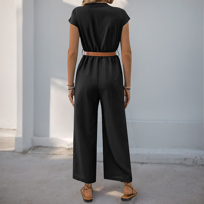 Damen Jumpsuit mit elastischem Bund und schickem Taillengürtel Drune