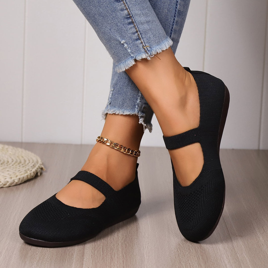 Damen Komfortable Ballerinas mit elastischem Riemendesign und atmungsaktivem Obermaterial Drune