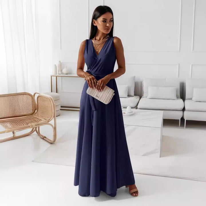 Damen Elegantes Wickel-Minikleid mit tiefem V-Ausschnitt und fließendem Stoff Drune