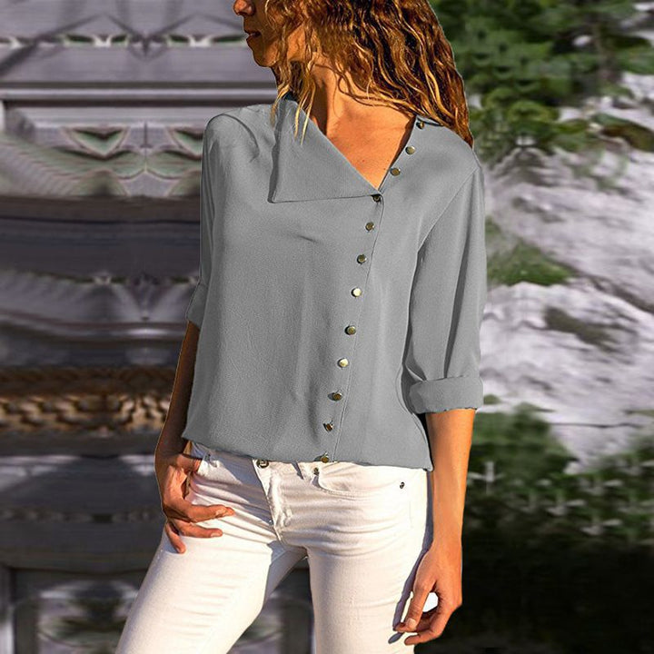 Damen Modische Bluse mit dezenten Knopfdetails Drune