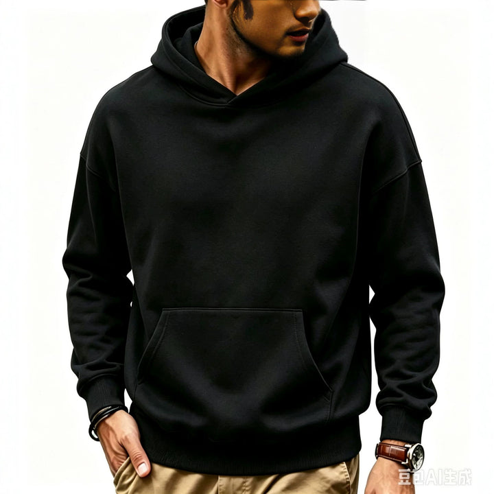 Unisex Oversize-Kapuzenpullover mit Kängurutasche, Raglanärmeln und gerippten Bündchen Drune