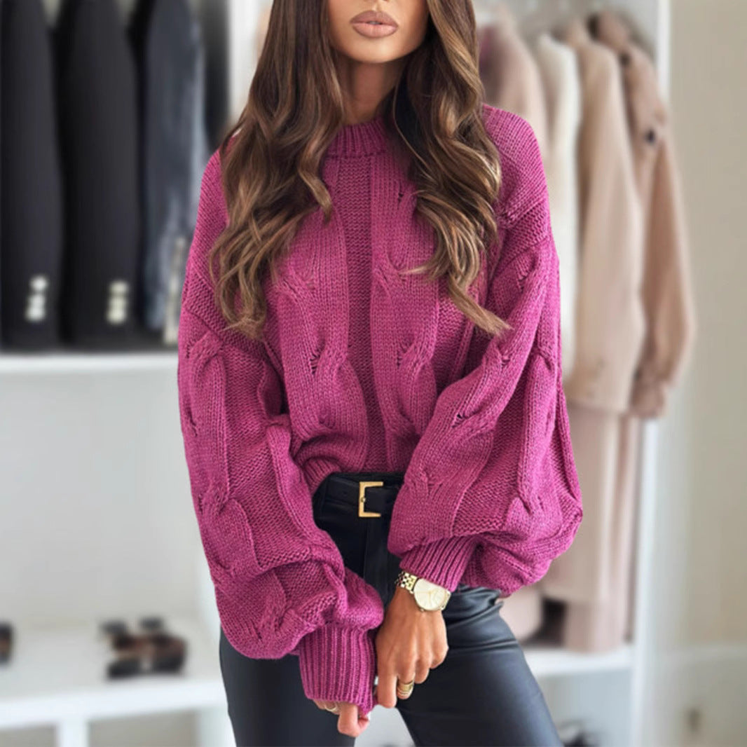 Damen Strickpullover mit Kabelmuster und Oversized-Schnitt Drune