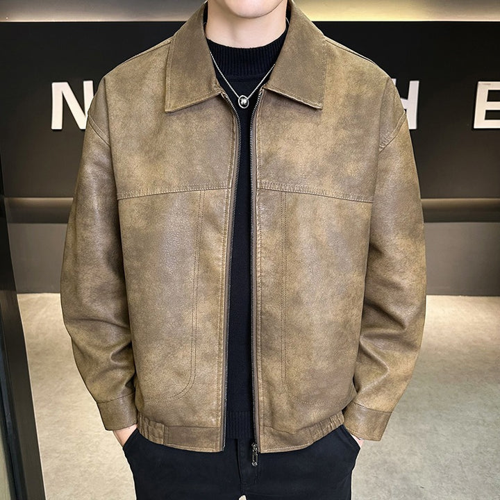 Herren Modische Jacke im Lederlook Drune