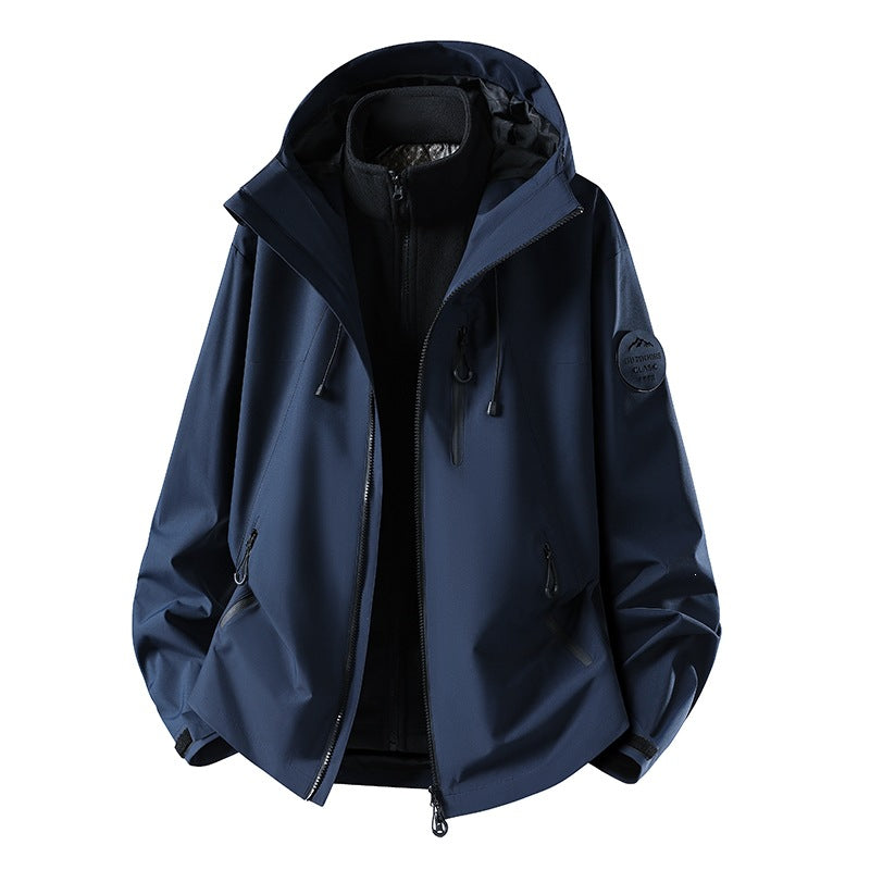 Herren Zweiteilige wasserdichte Outdoorjacke mit abnehmbarer Fleece‑Innenjacke und versiegelten Nähten Drune