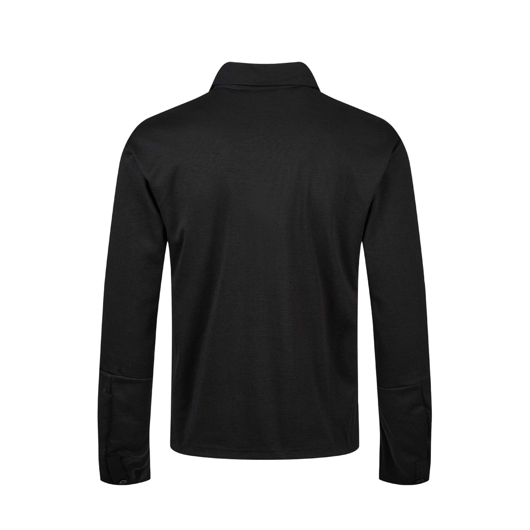 Damen Poloshirt-Langarmshirt mit Hemdkragen, Schriftprint und Strass-Applikation Drune