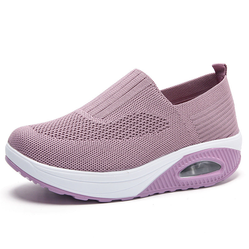 Damen nan gestrickter Slipper mit versteckter Keilsohle und sichtbarer Luftkammer Drune
