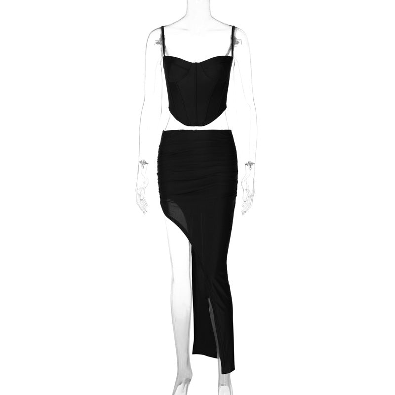 Damen Elegantes Bustier-Oberteil mit asymmetrischem Rock Drune