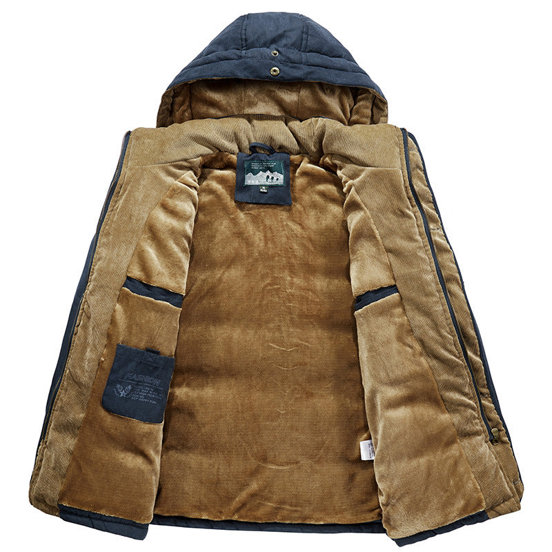Herren Gefütterter Winterparka im Field-Style mit Teddyfutter und Kunstfellkapuze Drune
