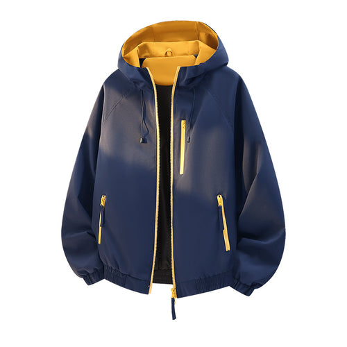 Damen Leichte Kapuzen‑Shelljacke im Urban‑Look mit kontrastfarbenem Futter, Reißverschlusstaschen und elastischem Bund Drune