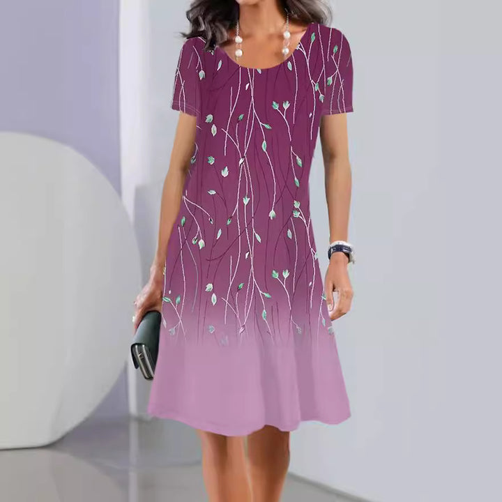 Damen Floral Bedrucktes A-Linien Kleid Drune