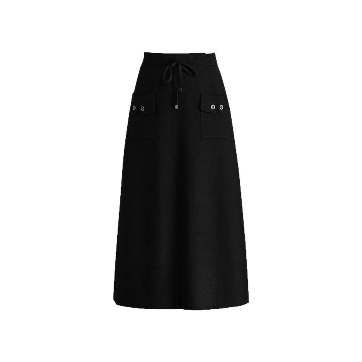 Damen Modischer Maxirock mit Taschen und Bindegürtel Drune