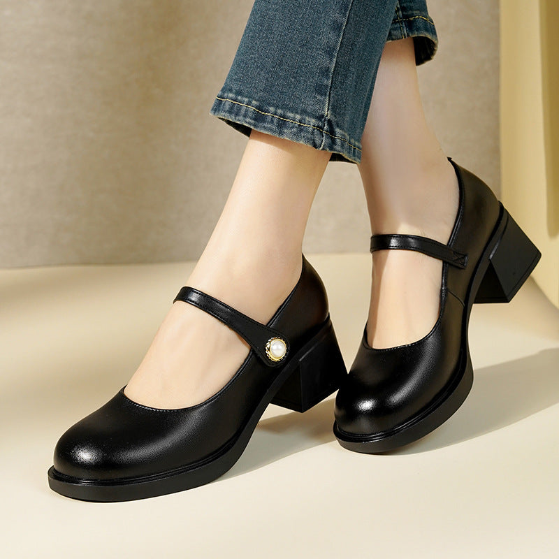 Damen Pumps mit eleganter Riemchenverzierung und bequemem Blockabsatz Drune