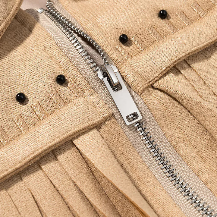 Damen nan kurze Fransenjacke im Wildlederlook mit Nietenbesatz Drune