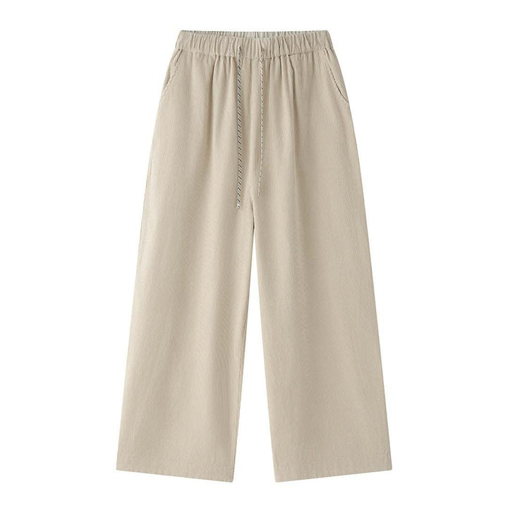 Damen Weite Cordhose mit elastischem Tunnelzugbund und umgeschlagenem Kontrastumschlag Drune