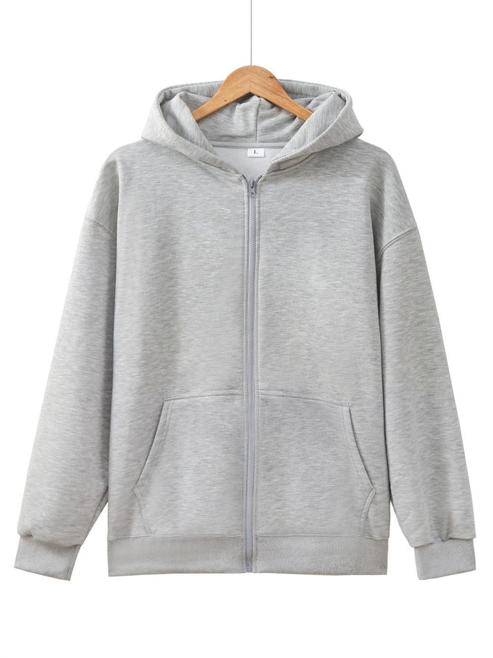 Unisex nan leichter Reißverschluss-Hoodie mit innen angerautem French-Terry, flachen Nähten und Kängurutaschen Drune