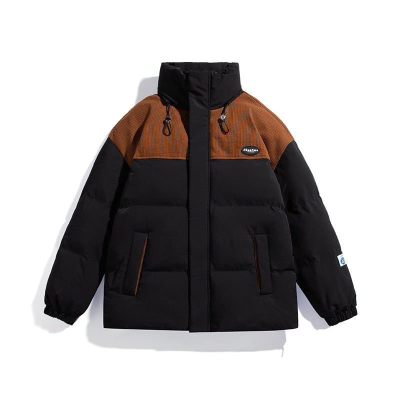 Herren Wattierte Oversize-Steppjacke mit hohem Stehkragen und kontrastiertem Schulterpaneel Drune