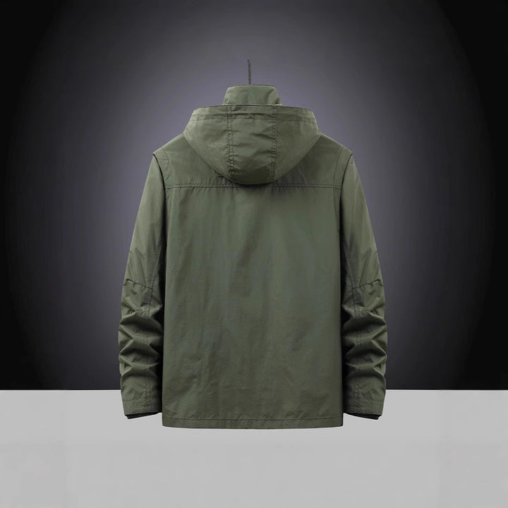 Herren Multifunktions-Fieldjacke mit Kapuzenkragen, Cargo-Taschen und D-Ring Drune