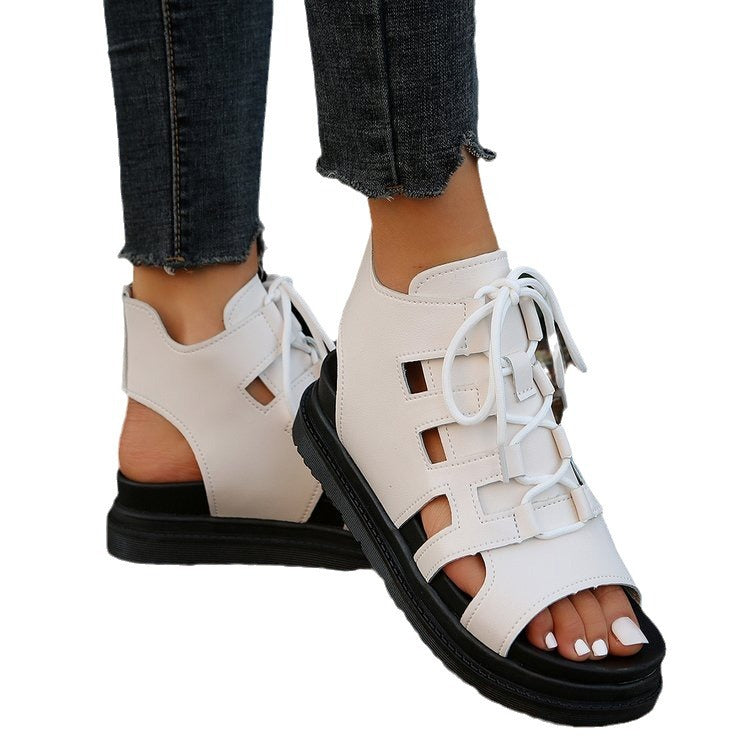 Damen  Schnür-Sandalen mit Cut-Out-Design offener Ferse und robuster Profilsohle Drune