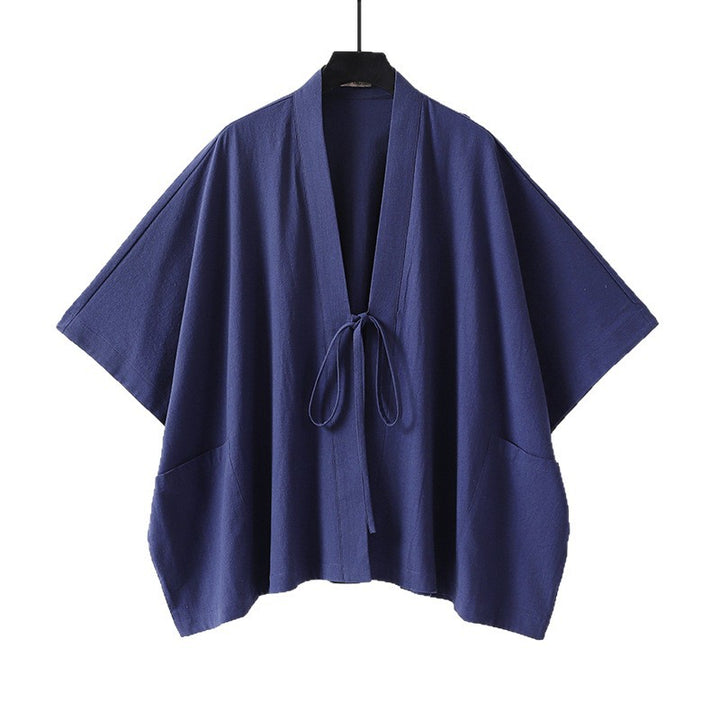 Damen Oversize Kimono-Cardigan mit Bindeband und aufgesetzten Taschen Drune