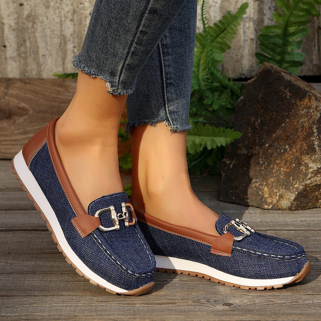 Damen Angesagte Plateau‑Loafer mit Gold‑Horsebit und gepolstertem Komfortfußbett Drune