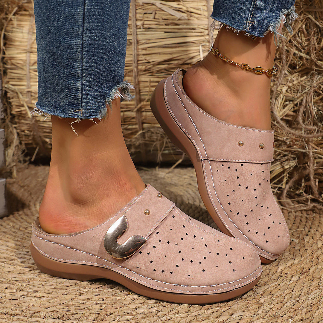 Damen Komfortable Clogs mit blumigen Verzierungen und ergonomischem Fußbett Drune