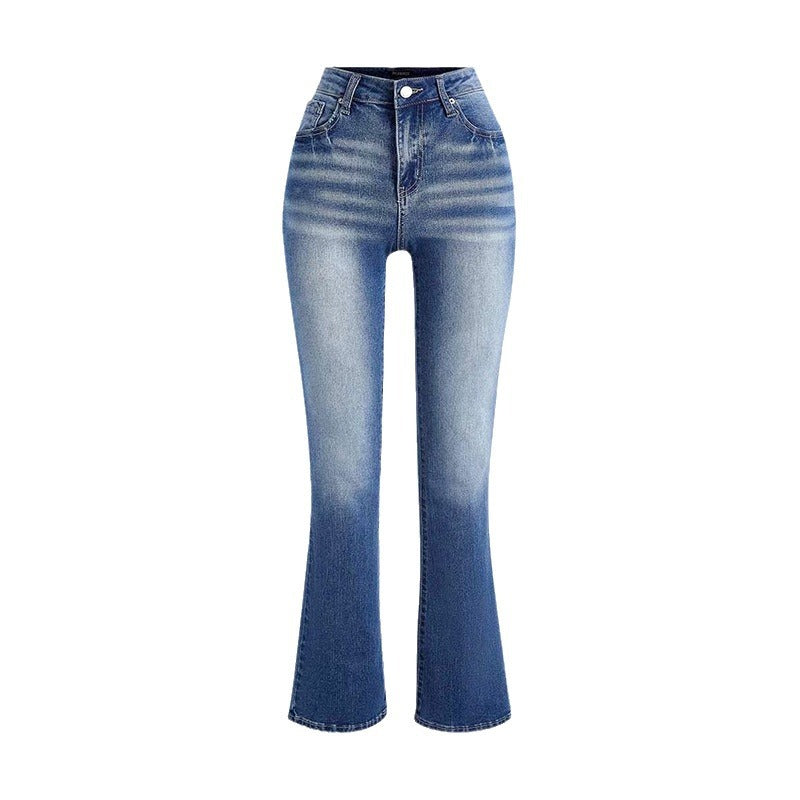 Damen Bootcut Jeans mit hohem Bund und schickem Washed-Effekt Drune