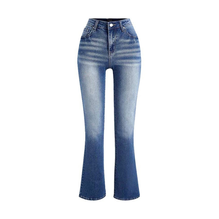 Damen Bootcut Jeans mit hohem Bund und schickem Washed-Effekt Drune