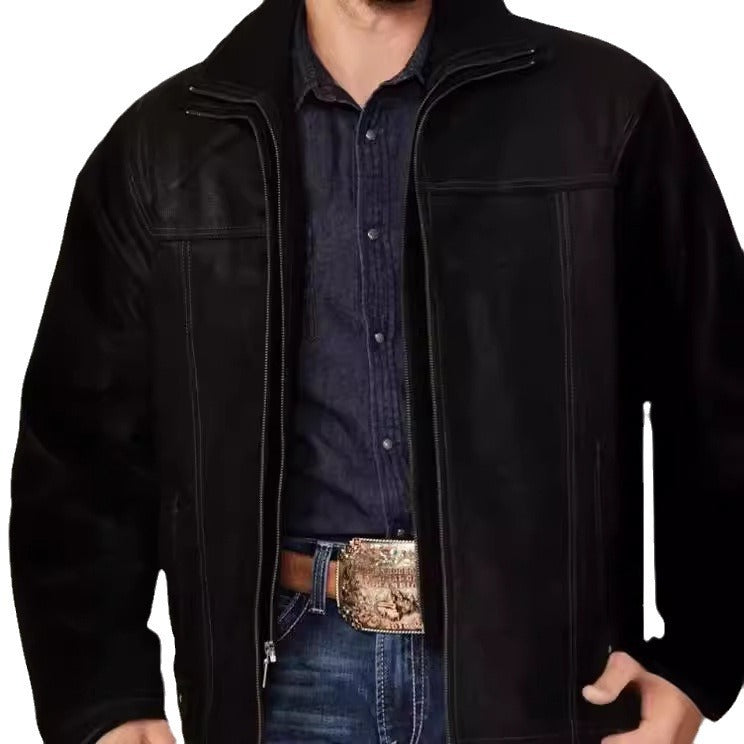 Herren hochwertige Lederjacke mit modernen Details und praktischen Taschen Drune