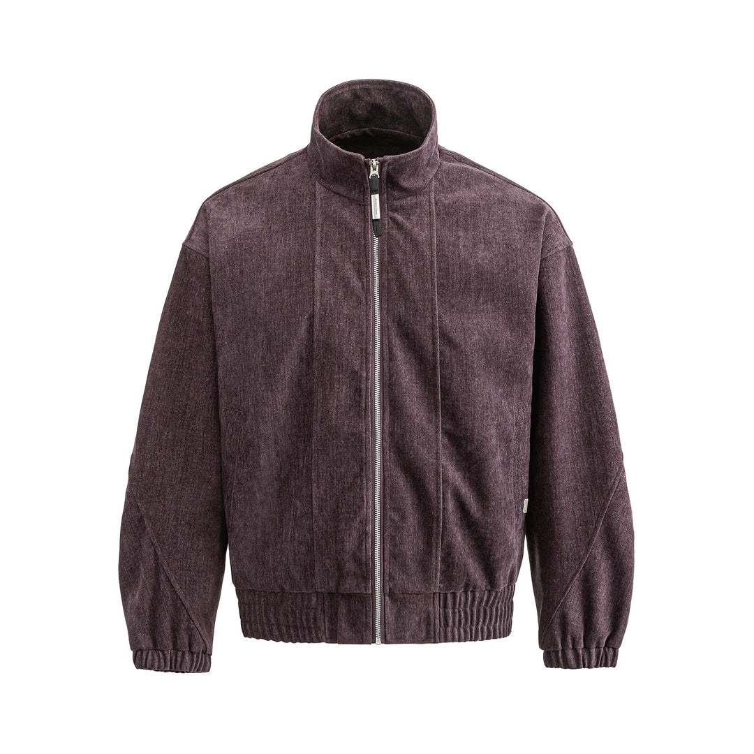 Unisex Boxy‑Bomberjacke aus strukturiertem Denim‑Optik mit hohem Stehkragen Drune