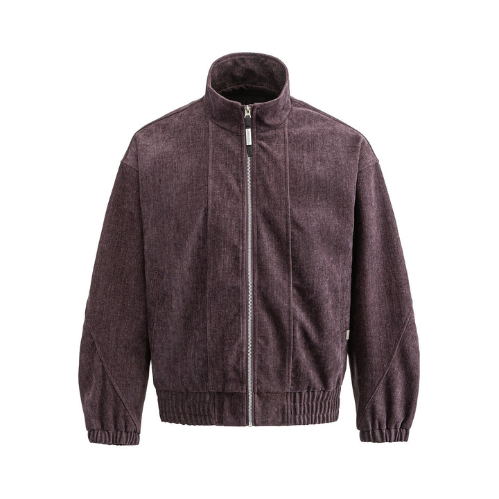 Unisex Boxy‑Bomberjacke aus strukturiertem Denim‑Optik mit hohem Stehkragen Drune