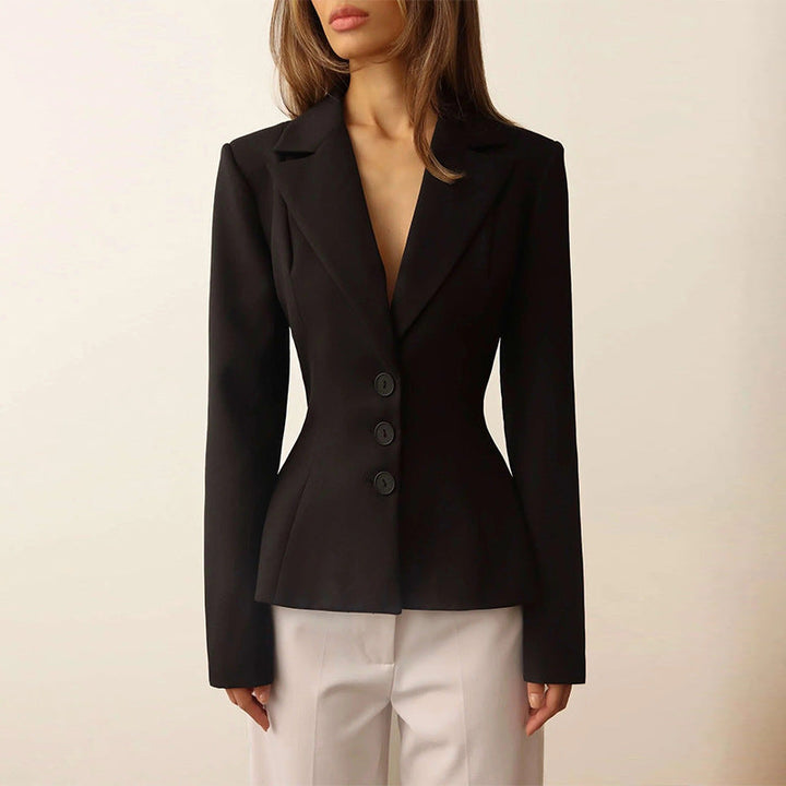 Damen taillierter Blazer mit elegantem Revers Drune