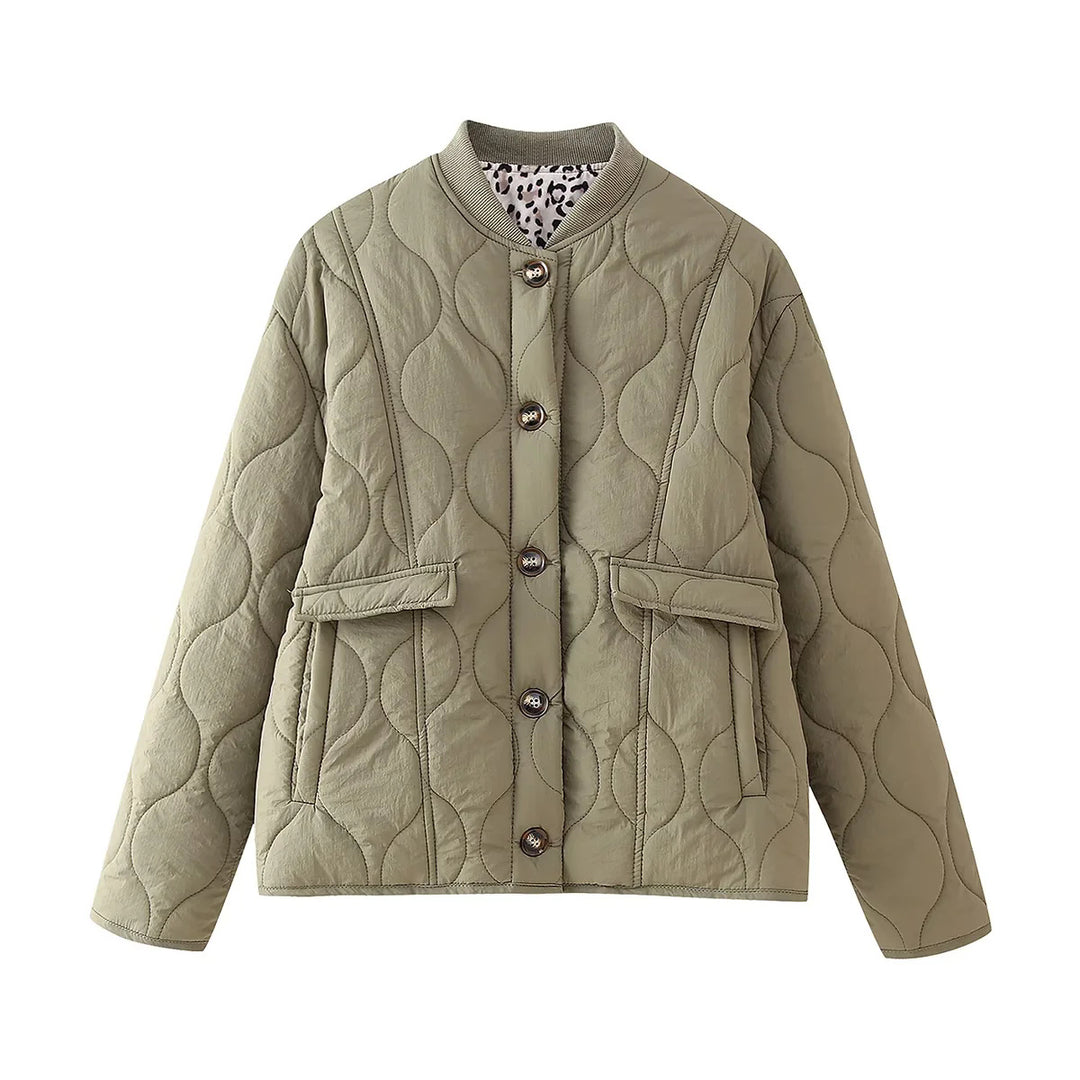 Damen nan gesteppte Übergangsjacke mit Rippkragen und Pattentaschen Drune