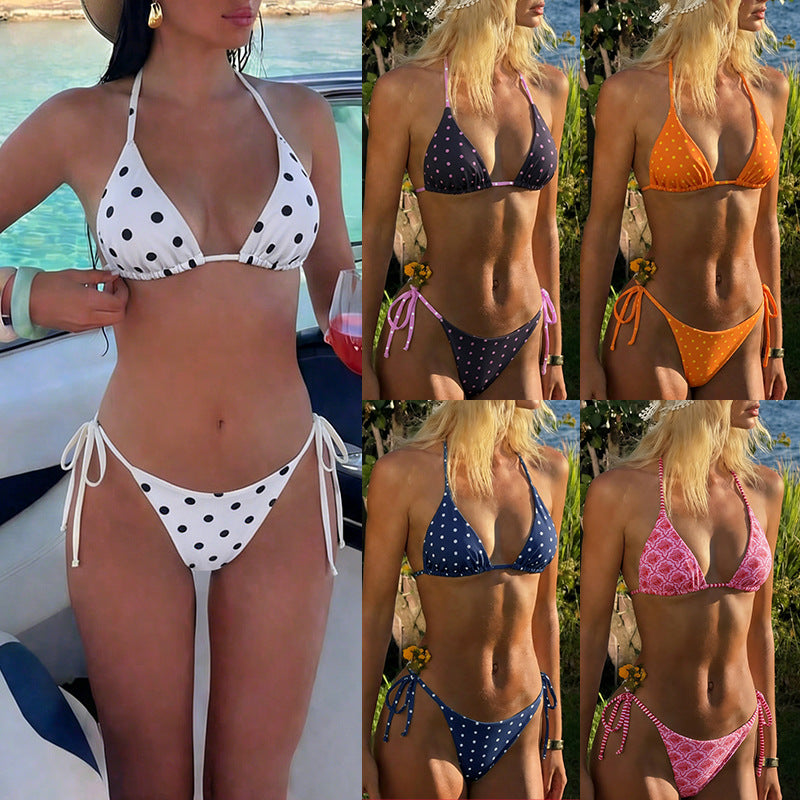 Damen Triangel-Bikini mit animalischem Muster und verstellbaren Seitenbändern Drune