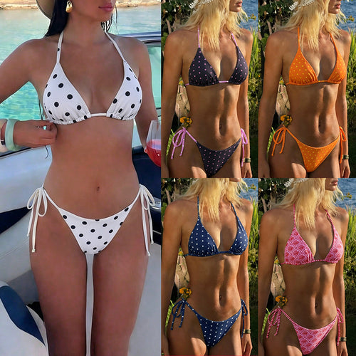 Damen Triangel-Bikini mit animalischem Muster und verstellbaren Seitenbändern Drune