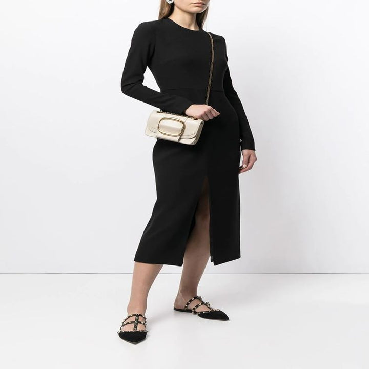 Damen Tailliertes Midikleid mit langem Arm, vorderlichem Schlitz und cleanem Tailoring Drune
