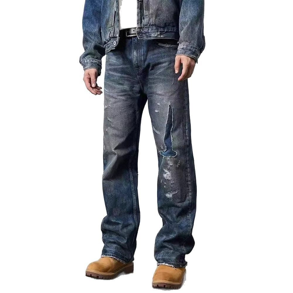Herren Weit geschnittene Destroyed Jeans Drune