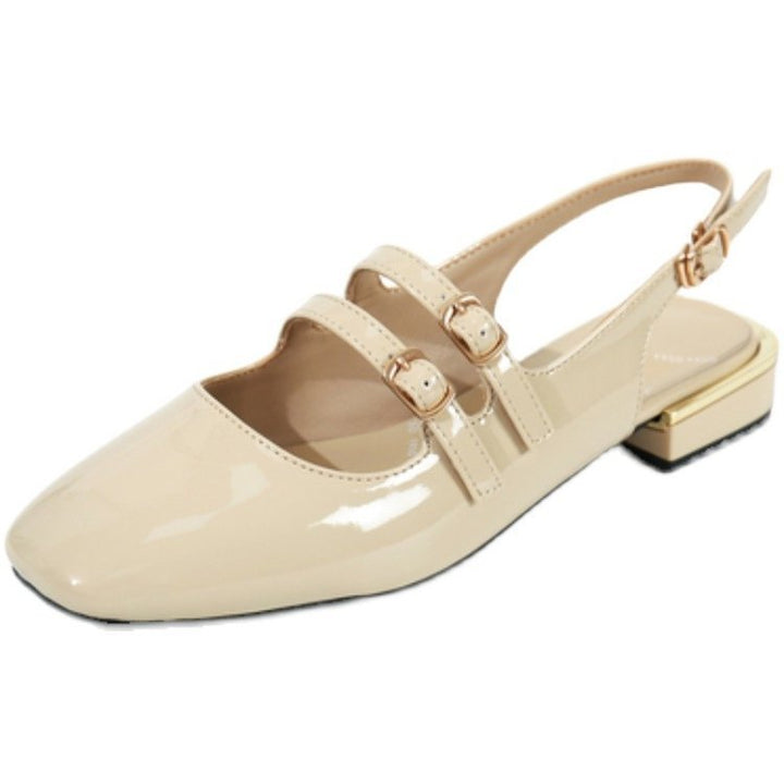 Damen Sling-Ballerinas mit doppeltem Riemchen und komfortablem Blockabsatz Drune