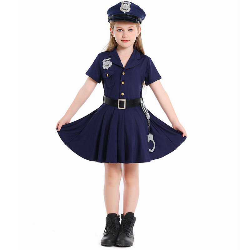 Mädchen Polizeikostüm mit Rock und Hut Drune