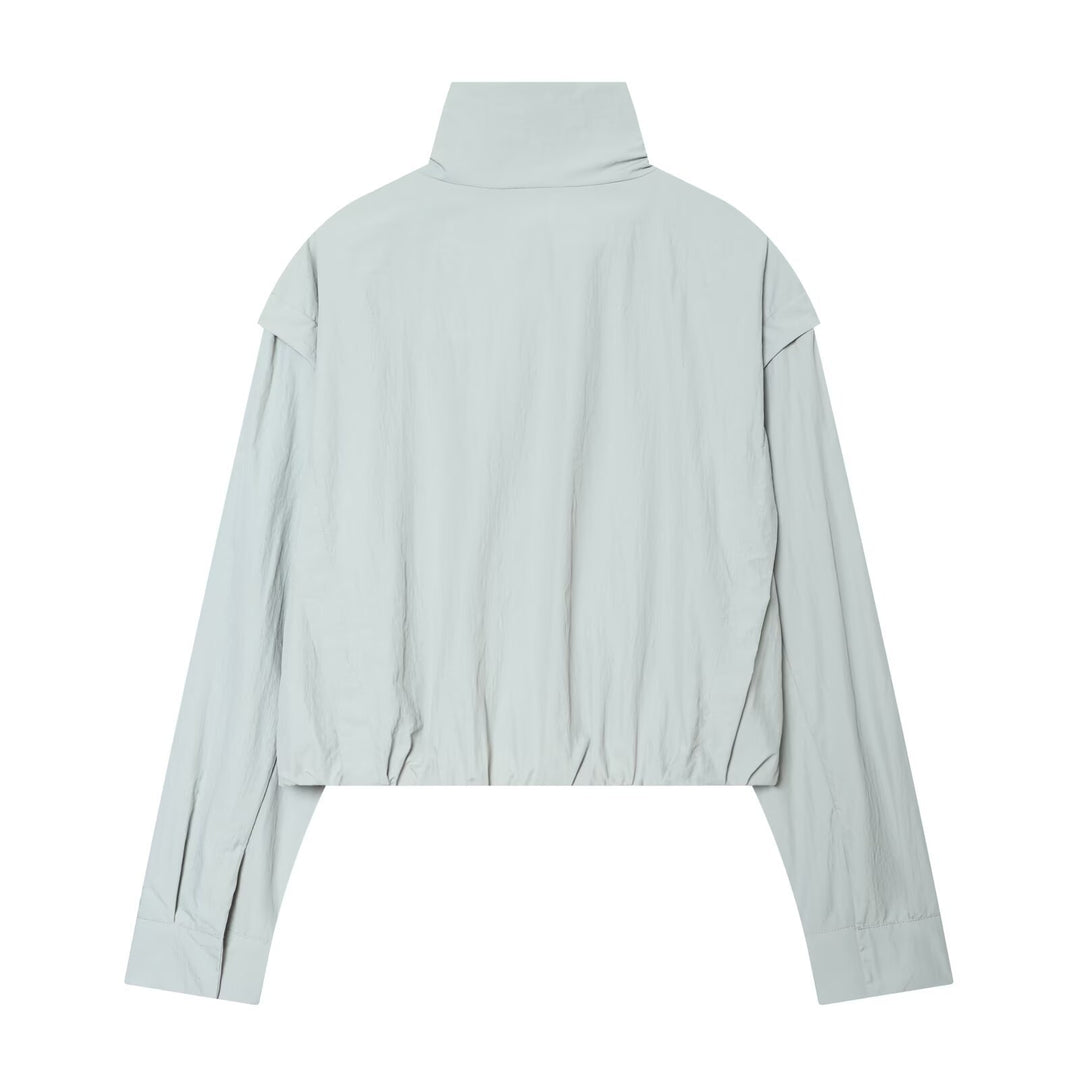 Damen Cropped-Übergangsjacke mit hohem Stehkragen und verdecktem Reißverschluss Drune